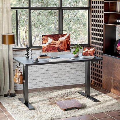 TIQLAB Height Adjustable Electric Standing Desk, 40 x 24 inch, Sit Stand Up Desk, Splice Board, Computer Home Office Desk, Black Top