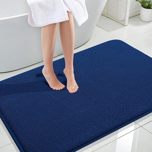OLANLY Thick Memory Foam Bath Mat Rug 44x32, Extra Soft Absorbent Bathroom Rug, Quick Dry Bath Mats, Non-Slip, Machine Washable Carpet for Bathroom, Tub and Shower, Home Decor Accessories, Navy