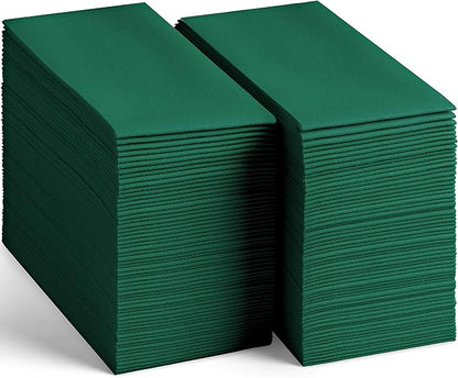 100 Linen-Feel Colored Paper Napkins - Decorative Cloth-Like Green Dinner Napkins - Soft And Absorbent. For Christmas, Kitchen, Party, Wedding, Bathroom Or Any Occasion. (Pack of 100)