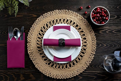 Linen-Feel Purple Paper Napkins - Decorative Cloth-Like Disposable Dinner Napkins - Soft And Absorbent. For Kitchen, Party, Wedding, Bathroom Or Any Occasion. (Pack of 100)