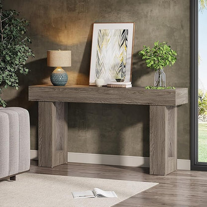 Tribesigns 63-Inch Long Console Table, Wooden Rectangular Sofa Table Behind The Couch, Farmhouse Entryway Table for Entrance, Hallway, Living Room (Grey)