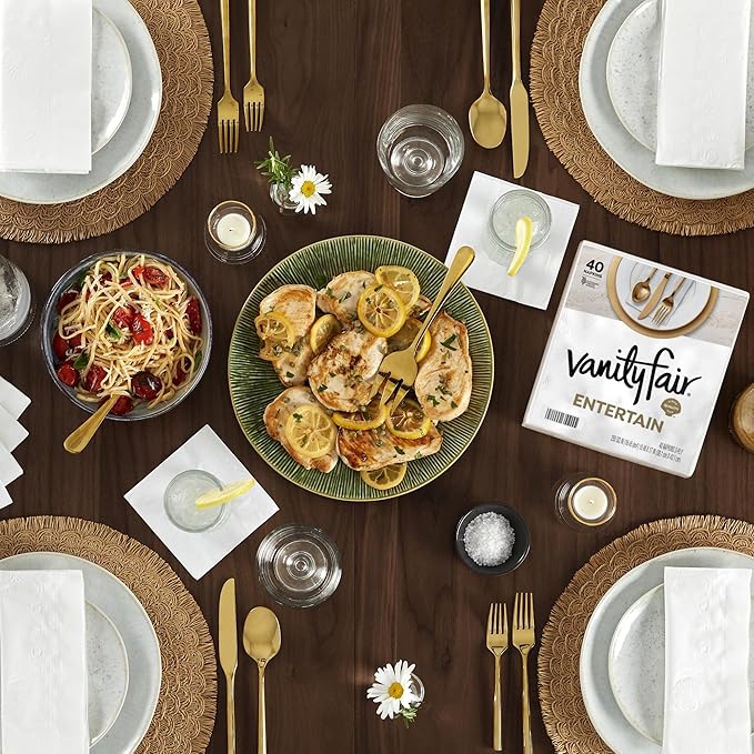 Vanity Fair Entertain Paper Napkins, 40 Count, Disposable Napkins Made For Entertaining And Events(Pack of 4)