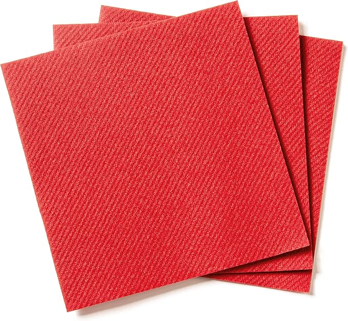 AMERICAN HOMESTEAD Red Cocktail Napkins - Premium 4.75"x4.75" Disposable Linen-Like Beverage Napkins - Bulk Square Party Bar Serviettes for Weddings, Parties, Events, and Everyday Use - 100 Count