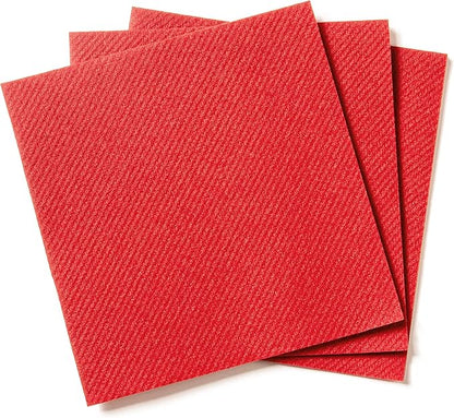 AMERICAN HOMESTEAD Red Cocktail Napkins - Premium 4.75"x4.75" Disposable Linen-Like Beverage Napkins - Bulk Square Party Bar Serviettes for Weddings, Parties, Events, and Everyday Use - 100 Count