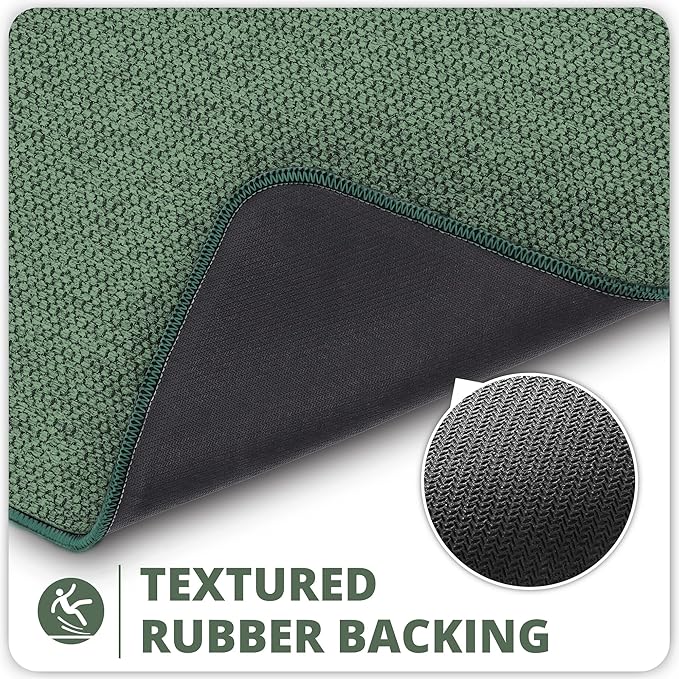 Bath Mat,Ultra Thin Bathroom Runner Rugs,Large Bath Mats for Bathroom,Quick Dry,Non-Slip,Machine Washable,Low Pile,Bath Rug,Shower Outside,Sink,Home Decor Accessories.Green,3'x6'(36x72inch)