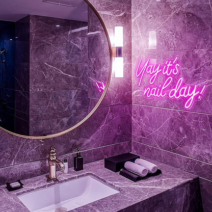 Kavaas Yay It's Nail Day Neon Sign - Neon Sign for Salon Bar, Beauty Room, Bedroom - Great Gift for Nail Tech Girls, Christmas, Birthday
