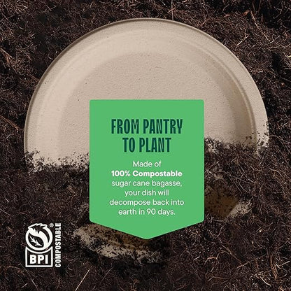 100% Compostable Paper Plates 10 Inch Bulk [500 Count] Heavy-Duty Dinner Plates - Natural Brown Color Unbleached Bagasse - Eco-Friendly Disposable Biodegradable Sugarcane Plates - [Case 4/125 Pack]