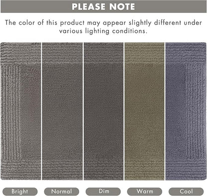 Madison Park Splendor Reversible 100% Cotton Tufted Bathroom Rug-3000 GSM Hotel Quality Luxurious Plush Medium Pile Bath Mat Absorbent, Quick Dry, Shower Room Décor, 24x72, Charcoal