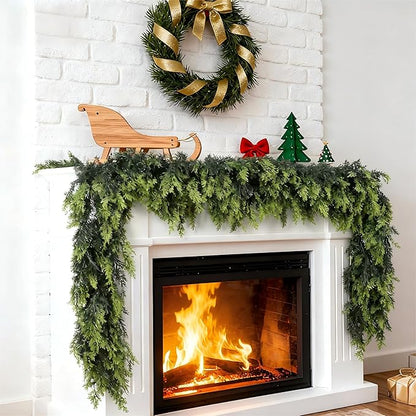 6FT Real Touch Christmas Cedar Garland – Thickness Faux Greenery Garland for Mantel, Fireplace, Table & Doorway | Realistic Indoor Outdoor Holiday Décor (1 Pack)