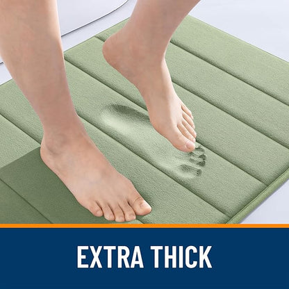 OLANLY Memory Foam Long Bathroom Rugs Runner 47x24, Super Soft Absorbent Bath Mat, Quick Dry, Machine Washable Shower Floor Rugs, Bathmat Carpet, Bathroom Home Decor Accessories, Sage Green