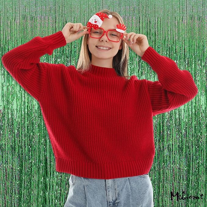 4 Pack Light Green Fringe Curtain Backdrop, 3.2Ft x 8.2Ft Sparkle Metallic Tinsel Foil Fringe Streamers Background for Photo Booth Birthday Wedding Baby Shower Party Thanksgiving Christmas Decorations