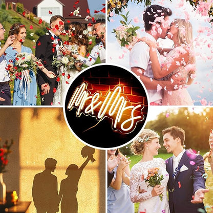 Mr & Mrs Neon Sign for Wall Decor Neon Lights for Teen Bedroom Decor Art Light Up Sign LED Neon Signs for All Party Reunion Decoration USB 21.7x10 Inch (warm white)