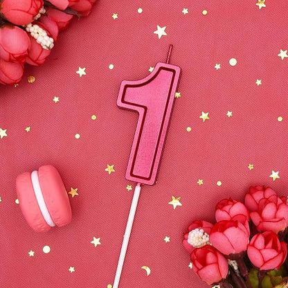 PHD CAKE 2.76 Inch Luxe Red 1 Number Birthday Candles, Red Number Candles, Cake Number Candles, Party Celebration