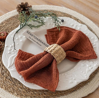 Cheesecloth Napkins 17x17 Inches Cloth Napkins Reusable Washable Handmade Napkins for Lunch Dinner Wedding Baby Bridal Shower Party Rustic Boho Decorations Bulk Set of 10 Terracotta