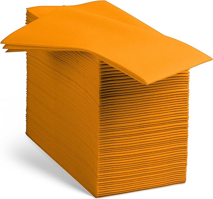 Linen-Feel Orange Paper Napkins - Decortive Cloth-Like Disposable Dinner Napkins - Soft And Absorbent Napkins for Thanksgiving, Party, Wedding, Bathroom Or Any Occasion. (Pack of 100)