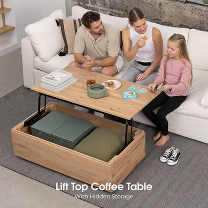Transformer Table - Solid Wood Extendable Dining Table, Seats 2-12, Expandable Dining Room Table, Space-Saving Furniture, Kitchen and Dining Room Furniture (Natural, Table + Coffee Table)