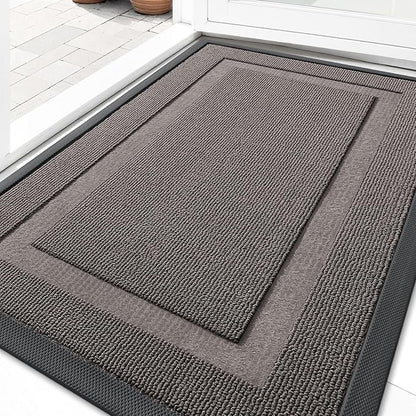 OLANLY Front Door Mat Indoor Outdoor Entrance, Waterproof All-Season, All-Weather Doormat, Sturdy Natural Rubber, Low Profile, Easy Clean Patio Porch Entryway Mat, 59x23, Taupe