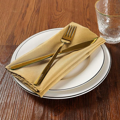 Cloth Napkins 17x17 inch Washable Polyester Dinner Napkins Soft Table Napkins for Wedding Party Dining Banquet(Gold,100PCS)
