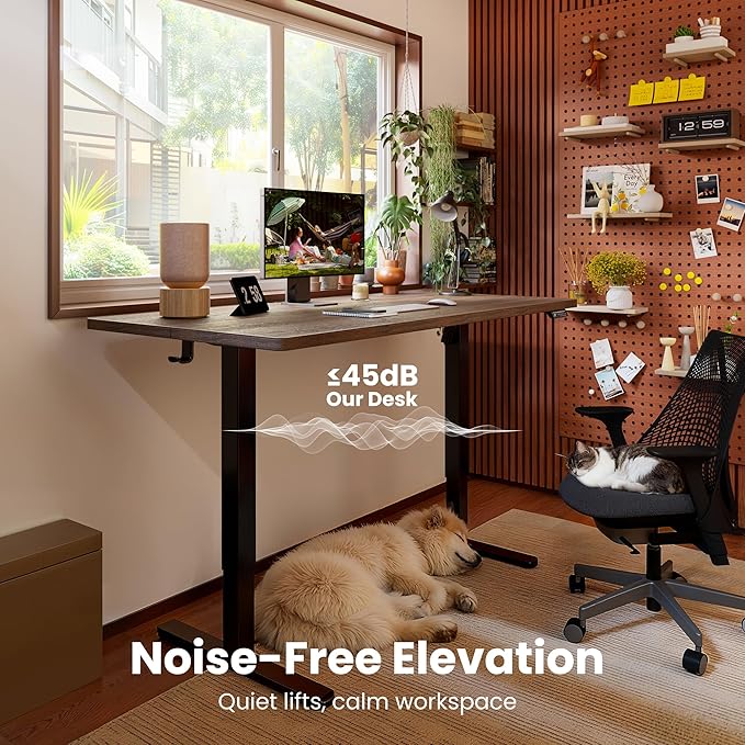 ErGear Height Adjustable Electric Standing Desk, 71 x 30 Inches Sit Stand up Desk, Memory Computer Home Office Desk, Dark Walnut
