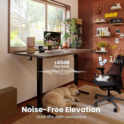 ErGear Height Adjustable Electric Standing Desk, 71 x 30 Inches Sit Stand up Desk, Memory Computer Home Office Desk, Dark Walnut