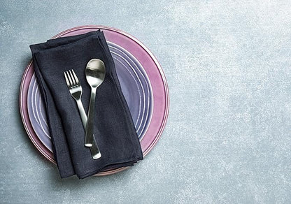 Solino Home Navy Blue Linen Napkins Set of 6-100% Pure Linen Dinner Napkins 20 x 20 Inch for Fall, Autumn, Christmas, Holiday, Winter, New Year - Fete