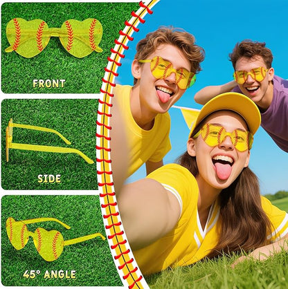Pibupibu 12/24 Pack Volleyball Softball Football Soccer Gifts for Team Coach Heart Sunglasses Bulk Sports Party Favor Glasses