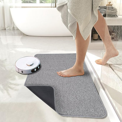Bath Mat,Ultra Thin Bathroom Rugs,Rubber Bath Mats for Bathroom,No Slip Bath Rugs,Quick Dry,Machine Washable,Low Pile,Absorbent,Shower Outside,Sink,Home Decor Accessories.Grey,1'5"x2'3"(2 Pack)