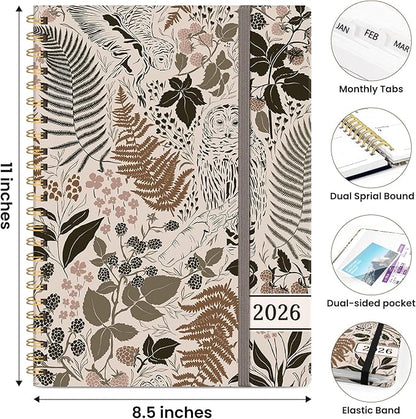 2026 Planner, Weekly and Monthly Planner for Women, Jan 2026 - Dec 2026 Pretty 2026 Calendar Planner with Monthly Tabs, Inner Pocket, Spiral Binding, Perfect for Office Home School - 8.5" x 11", Magical Forest