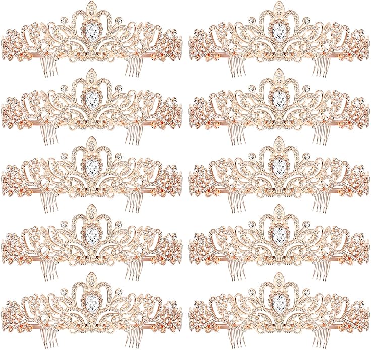 BBTO 10 Pcs Crystal Tiara and Crowns for Women Girls Princess Rhinestone Crown Queen Headband with Combs Bride Tiara for Birthday Party Wedding Prom Hair Accessories