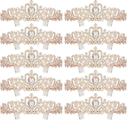 BBTO 10 Pcs Crystal Tiara and Crowns for Women Girls Princess Rhinestone Crown Queen Headband with Combs Bride Tiara for Birthday Party Wedding Prom Hair Accessories