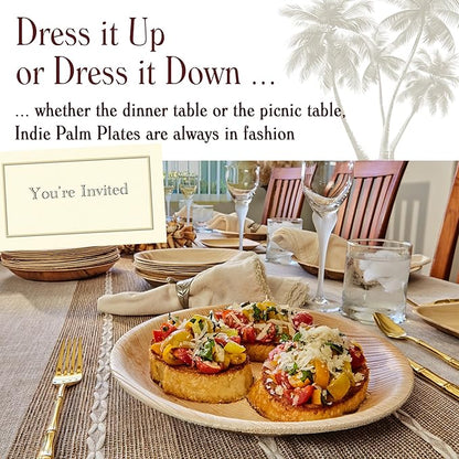 Disposable Palm Leaf Plates - 100 Pack - 10 Inch Round - Compostable & Biodegradable - Heavy Duty, Eco-Friendly, Microwave Safe - Like Bamboo Plates - Perfect for Events & Parties
