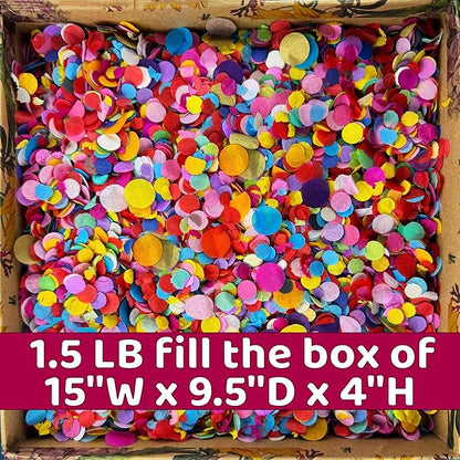 Multicolor Confetti - Mexican Colorful Party Confetti - 1.5 LBs/680 grams - Round Tissue Confetti