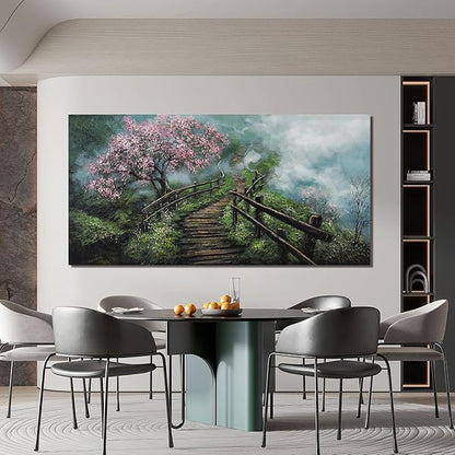 Canvas Wall Art Decor Modern Wall Art Pictures for Living Room Tree of Life Wall Art Decor Foggy Trail Large Artwork for Walls Tree Flower Wall Art Prints Art Work for Home Office Wall Decor 24" X 48"