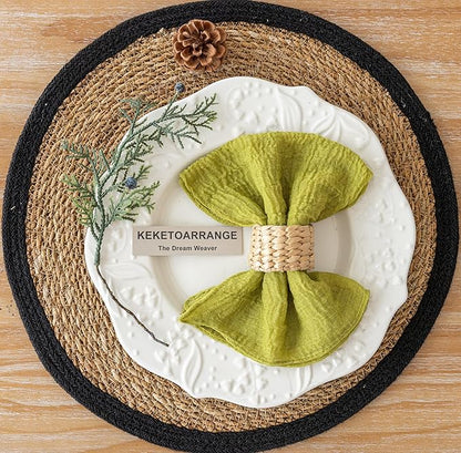 Cheesecloth Napkins 17x17 Inches Cloth Handmade Washable Reusable for Lunch Dinner Wedding Baby Bridal Shower Party Rustic Boho Decorations Bulk Set of 10 Moss Green