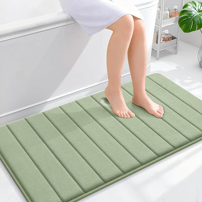 OLANLY Memory Foam Bath Mat 44x24, Super Soft Absorbent Bathroom Rugs, Quick Dry, Machine Washable Shower Floor Rugs, Bathmat Carpet, Bathroom Home Decor Accessories, Sage Green