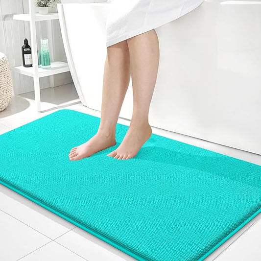 OLANLY Thick Memory Foam Bath Mat Rug 44x24, Extra Soft Absorbent Bathroom Rug, Quick Dry Bath Mats, Non-Slip, Machine Washable Carpet for Bathroom, Tub and Shower, Home Decor Accessories, Teal