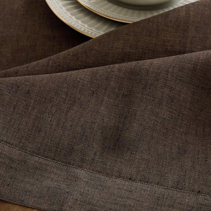 Solino Home Linen Chambray Brown Table Runner 132 Inches Long - Athena, 100% Pure Linen Dining Table Runner 14 x 132 Inch for Fall, Autumn - Handcrafted and Machine Washable