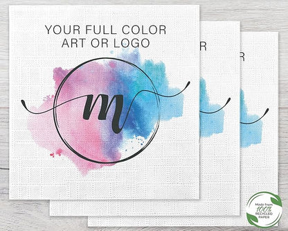 100% Recycled Custom Cocktail Napkins - Personalized 100% Recycled Napkins - Eco-friendly & Full-Color Digital Printed - Weddings, Events & Celebrations - Pack of 50 - All Over Embossed, 5"x 5"