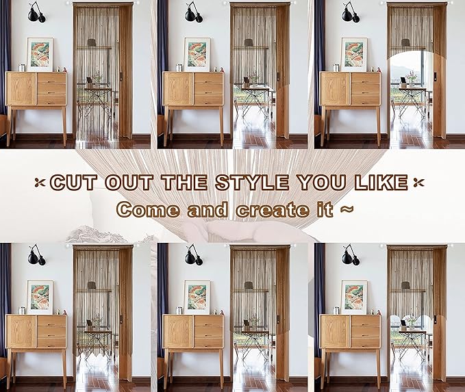 YIIBAII Door String Curtains Fringe Door Curtains for Doorways Window Room Decoration Living Room Divider(39"x110", Coffee)