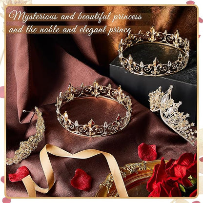 Henoyso 4 Pcs Prom King and Queen Crowns for Men Women Halloween Party King Queen Tiara Headband Homecoming Party Favor