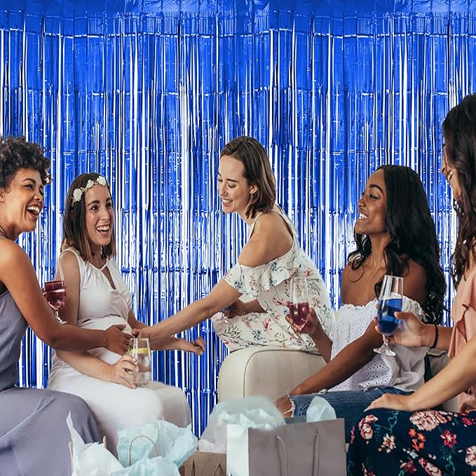 10 Pack Blue Fringe Backdrop Curtains, Blue Streamers Party Backdrop, Party Decorations Supplies for Birthday, Holidays, Parties & More