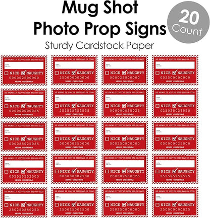 Big Dot of Happiness Santa's Naughty List Mug Shots - Christmas Party Photo Booth Props Party Mugshot Signs - 20 Count