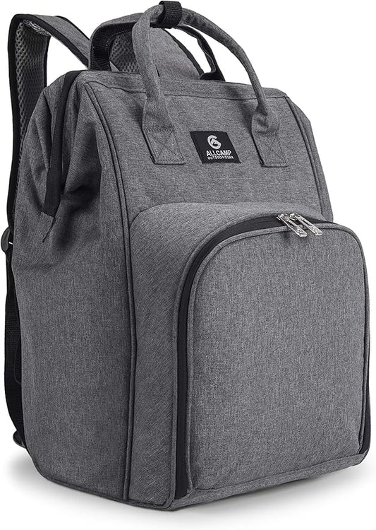 ALLCAMP OUTDOOR GEAR Picnic Backpack for 2 Person W/ Fleece Blanket, Plates and Cutlery Set