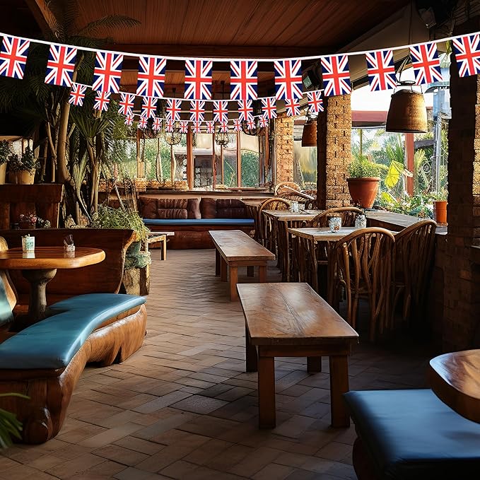 Britain UK Small String Flags, 50 Feet 38 Pcs British Pennant Banner Bunting Flags, Patriotic Events, Independence Day, Country Festival, Commemoration, Decorations (UK)