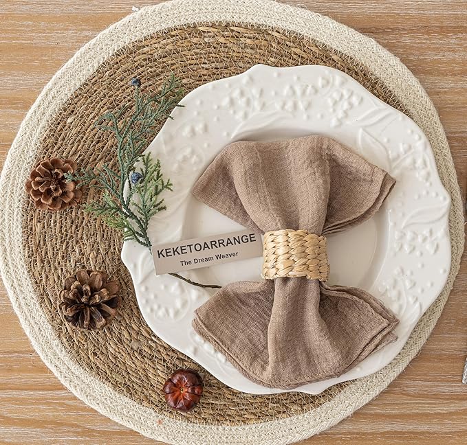 Cheesecloth Napkins 17x17 Inches Reusable Handmade Washable Table Napkins for Lunch Dinner Wedding Baby Shower Bridal Shower Party Rustic Boho Decorations Bulk Set of 10 Nude
