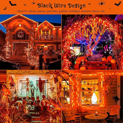 HEYFUNi Orange Halloween Lights,13ft 50-Count Incandescent Halloween Mini String Lights with Black Wire, Orange Christmas Lights Waterproof for Outdoor,Indoor,Patio,Home,Fall,Party Decor