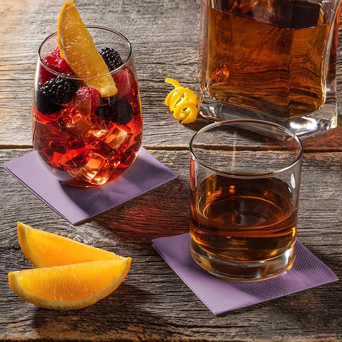 AMERICAN HOMESTEAD Cocktail Napkins - Premium 4.75"x4.75" Disposable Linen-Like Beverage Napkins - Bulk Square Party Bar Serviettes for Weddings, Parties, Events, and Daily Use - (Lilac -100 Count)