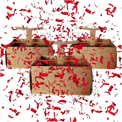 Razzle-Dazzle, Confetti Explosion Gift Box Insert 3pk Gold (DIY). Show Them How Much You Cherish Them With Our Exploding Surprise Confetti Add-On. (Red: 3 Pack)