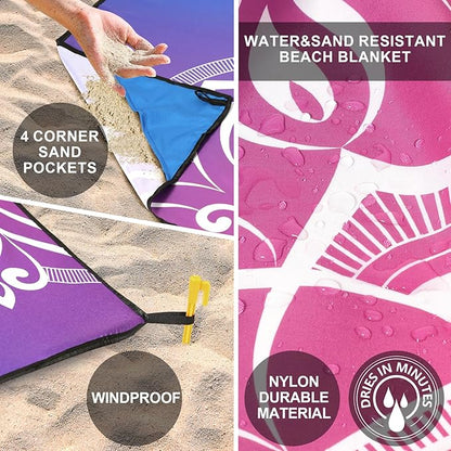 AISPARKY Beach Blanket Waterproof Sandproof, Oversized Large Beach Mat 79" X 83"/120"x108" for 1-8 Adults, Quick Drying&Compact&Lightweight, Picnic Mat Vacation Essentials for Beach Camping Travel