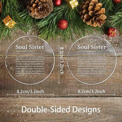 Best Friend Christmas Ornament for Soul Sisters,Soul Sister Friendship Gifts for Women Sisters Best Friends Bestie BBF,Acrylic Friendship Coworker Ornament Gift for Christmas Decoration Birthday Ideas